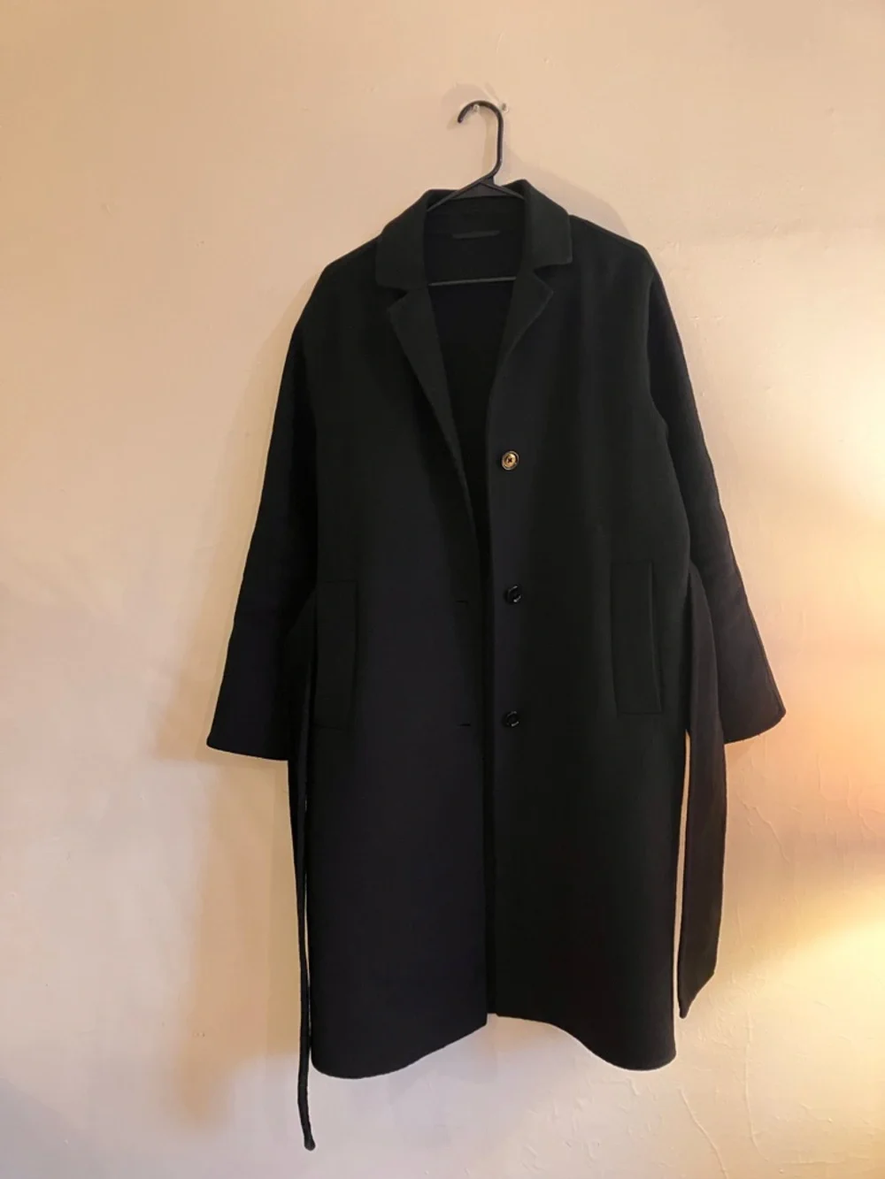 MANGO Britain black women’s dress coat w/ belt & pockets size M - Picture 2 of 4
